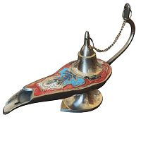 Лампа Алладина (латунь. эмаль, ручная работа), красная 18 х 6 х 11,5  ЛА008